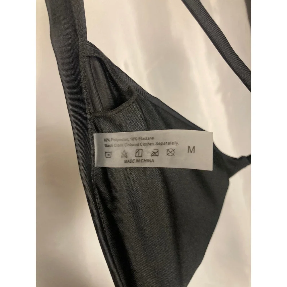 M Black Triangle Bikini Top Adjustable Straps